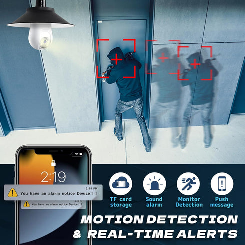MCJ 2K / 4MP Light Bulb Security Camera 5G & 2.4G WiFi Security Cameras Wireless Outdoor Indoor 360 Camera for Home with Color Night Vision Motion...