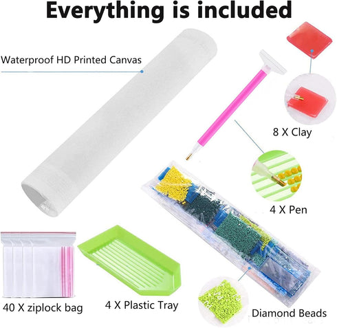 Liccyy 4 Pack 5D Diamond Art Painting Kits for Adults Kids Beginners, Full Drill DIY Art Kits Paint s by Numbers with Round Gems for Home Wall Dec...
