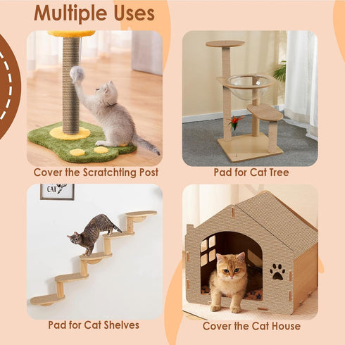 Trimmable Self-Adhesive Cat Scratch Carpet Mat 11.8."x11.8(5 Pack), Cat Scratch Furniture Protector, Replacement for Cat Tree Shelf Shelves Cat Sc...