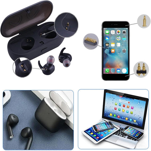 2 Pair Magnetic Bend Pogo Pin Connector with Location Hole, 2/3/4/5/7/8Pin 2A Pogopin Magnetic Connector Male+Female 2.54MM Through Holes Spring L...