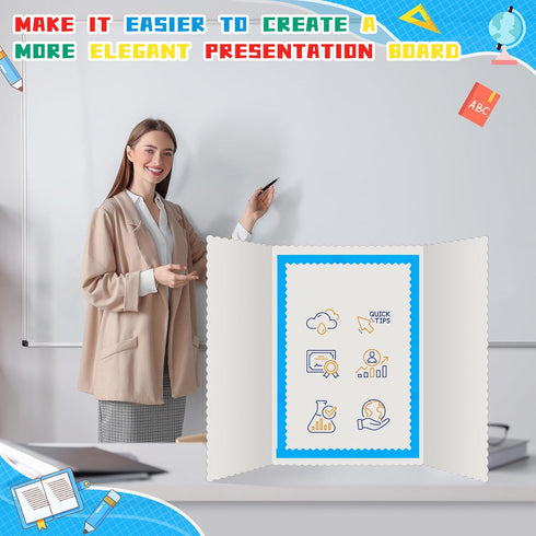 Henoyso 100 Pcs Science Fair Board Supplies Include 80 Trim Scalloped Bulletin Board Borders 20 Project Printable Adhesive Paper for Classroom Off...