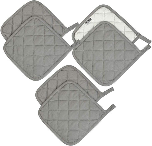 6 Pack Potholders Kitchen Pot Holders Set,Cotton Pot Holders for Kitchen 7 inch hot Pads,Heat Resistant Hot Pads for Cooking and Baking Dark Grey...