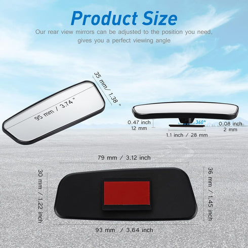 Tallew 4 Pieces Blind Spot Mirror for Car Convex Side Rear View Mirror Blindspot Automotive Rectangular Blindspot Rearview Accessories with Frame ...