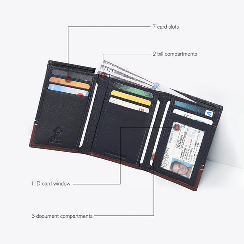 ESTALON Real Leather Trifold Wallet For Men-RFID Slim Tri Fold Wallets Minimalist 3 fold Credit Card Holder ID Window (Patriot/Hazel)...