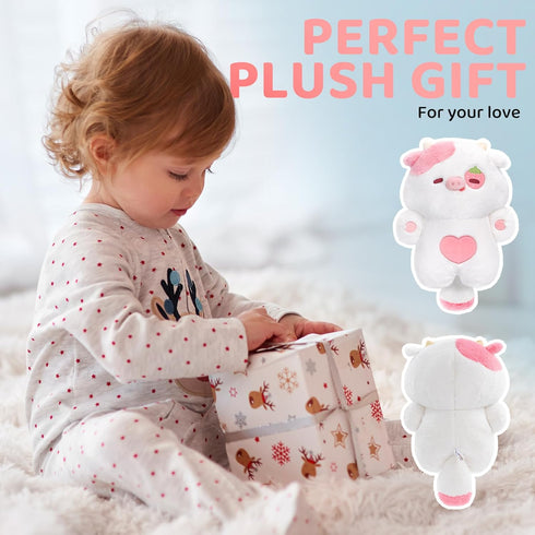 Strawberry Cow Plush Toys, Kawaii Cow Stuffed Animals Squishy Doll, Cute Cow Plushie Pillow, Home Decor Plush Throw Pillow Gifts for Kids (10 Inch...