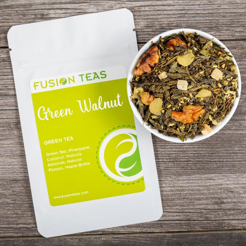 Green Walnut Green Tea With Pineapple, Coconut, Almonds & Maple - Gourmet Loose Leaf Sencha Tea - 4 Oz. Pouch...