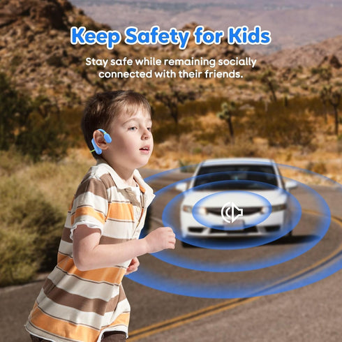 Kids Headphones Open Ear with Safe 85dB Volume, Wireless Bluetooth Headphones with Protection for Child, Air Conduction Earbuds with Mic for Boys ...