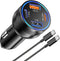 65W 4-Port USB C Car Charger Fast Charging,iPhone 15/15 Pro Max Car Charger Adapter,PD&QC3.0 Super Fast Type C Car Charger with 6FT USB C to C Cab...
