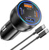65W 4-Port USB C Car Charger Fast Charging,iPhone 15/15 Pro Max Car Charger Adapter,PD&QC3.0 Super Fast Type C Car Charger with 6FT USB C to C Cab...