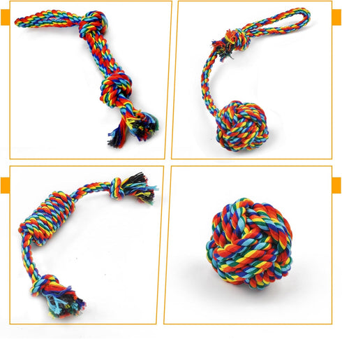 Heavy Duty Dog Rope Toys,Interactive Small Dogs Toy for Aggressive Chewers,4 Pcs Tough Dog Chew Toys for Medium Dogs,Indestructible Dog Rope Toy f...