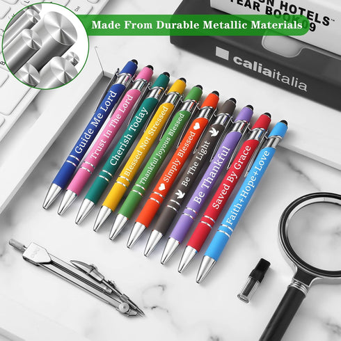 10 Pieces Ballpoint Pens Office Inspirational Quotes Snarky Screen Touch Stylus Pen Encouraging Scriptures, Black Ink Employee Appreciation Gifts ...