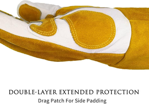 Professional MIG/TIG Welding Gloves extra Large, Reinforced Palm & Thumb & Index Finger, Seamless Forefinger, Top Grain Leather Cowhide, Comfort a...