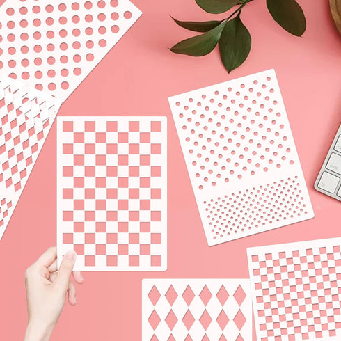 6 Pieces Polka Dots Harlequin Checks Stencils Circle Stencils for Drawin, Painting Stencils for Painting on Wall Tile Wood DIY Art Home Decor, 8.3...