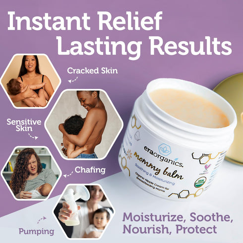 Era Organics Soothing Nipple Butter Breastfeeding Cream - USDA Organic Baby Friendly Balm to Calm and Moisturize Chapped, Sensitive Skin...
