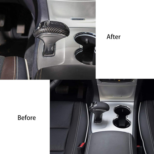 Gear Shift Knob Trim Shifter Cap for 2014 2015 Jeep Grand Cherokee, for 2012-2014 Chrysler 300C, ABS Carbon Fiber 1PC...