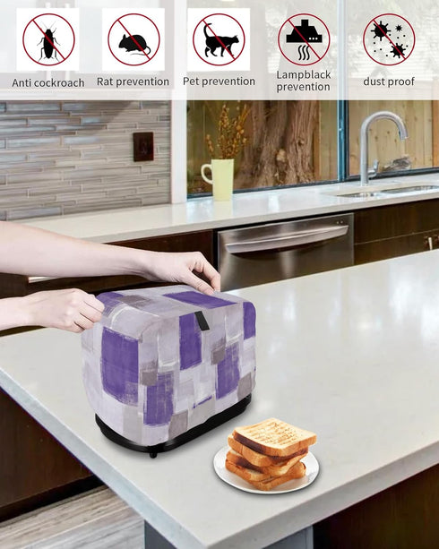 Toaster Cover 2 Slice, Abstract Purple Brown Gray Geometric Paint Art Graffiti Bread Maker Cover Toaster Dust Cover with Pockets, Dust-Proof Cover...