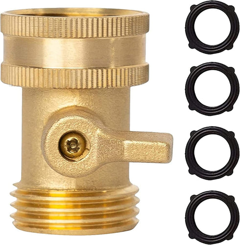 Xiny Tool Brass Garden Hose Shut Off Valve, Heavy Duty 3/4 Inch Solid Brass Garden Hose Shut Off Valve with 4 Extra Rubber Washers...
