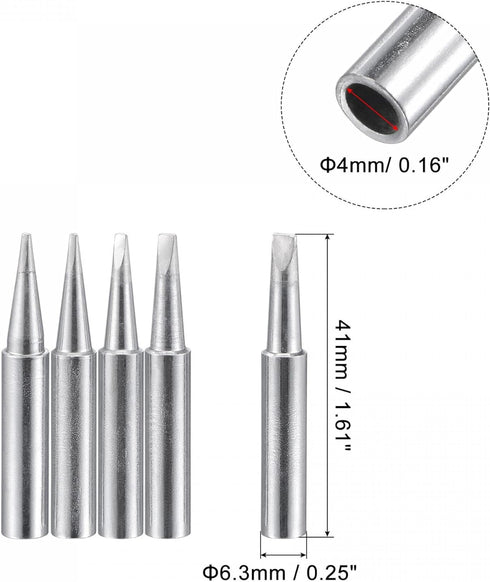 uxcell Lead-free Soldering Iron Tip Flat Edge 0.8D+1.2D+1.6D+2.4D+3.2D 4mmx41mm Replacements for Soldering Station 5Pcs...