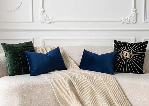 JUSPURBET Navy Blue 16x24 inch Pillow Cover Set of 2 Soft Decorative Lumbar Velvet Throw Pillow Cases for Couch Bed Sofa Zippered Closure Luxuriou...
