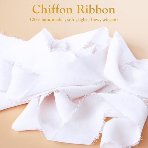 GLAMFIELDS Chiffon Ribbon Fringe Fabric Set 1.5" x 21Yd for Bouquets Wrapping, Wedding Invitations, Decorations, Gifts Wrapping & Bow Making,3 Rol...