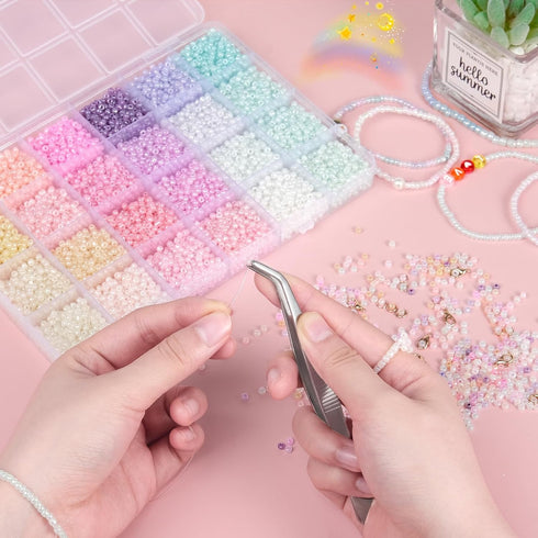 3mm Seed Beads for Bracelets Making Kit, Friendship Bracelet Kit for Girls, 24 Colors Bead Bracelet Kit, Beads for Jewelry Making Kit, DIY, Arts a...