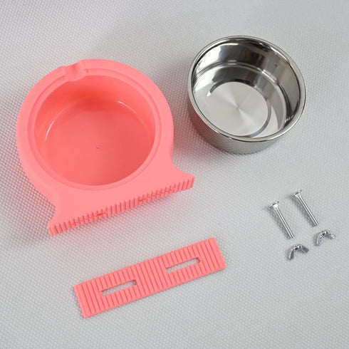 Dog Bowl, Hanging, Movable, Adjustable up and Down, Stainless Steel pet Bowl, Food and Water Feeding Bowl, Suitable for Puppies, Cats, Birds, Rabb...