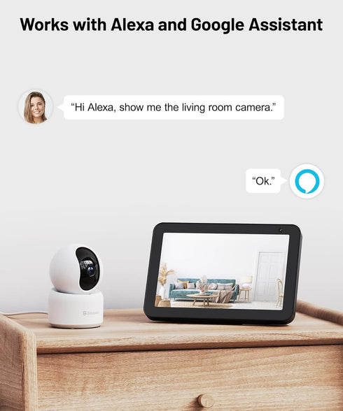 GALAYOU Indoor Security Camera 2K, Pet Camera, 360 Degree WiFi Home Security Camera for Baby/Elder/Nanny with Night Vision, Siren, 24/7 SD Card St...