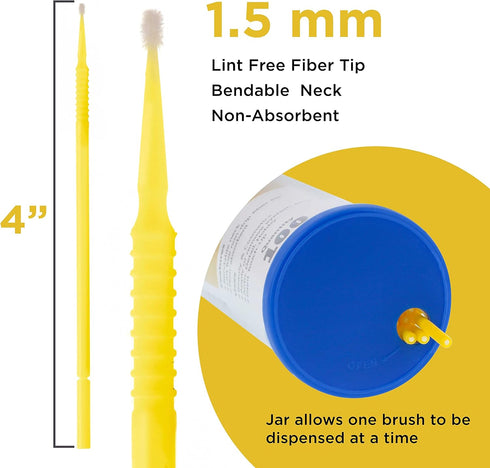 TCP Global 100 Paint Touch Up Brushes, Disposable Micro Brush Applicators, Yellow with Fine 1.5 mm Tips - Auto Body Shop, Auto Car Detailing, Hobb...