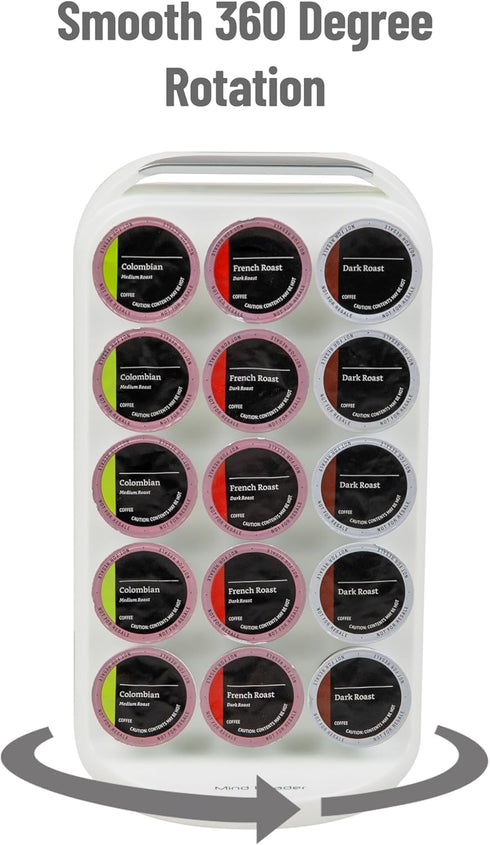 Mind Reader Single Serve Coffee Pod Carousel, 30 Pod Capacity, Countertop Organizer, 6.75"L x 6.25"W x 12.5"H, White...