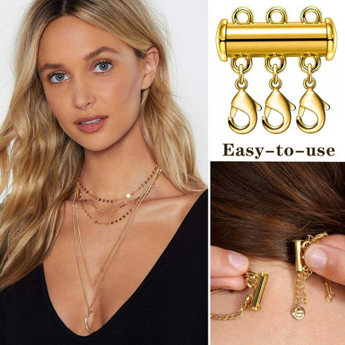 Dailyacc Magnetic Layered Necklace Clasps,6 Pieces 3 Size Slide Clasp Lock Necklace Connector for Multi Strands Slide Tube Clasps...