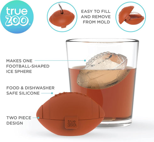 Football Ice Mold Dishwasher Safe Novelty Silicone 2 Inch Ice Sphere Maker for Sports Fans, Set of 1...