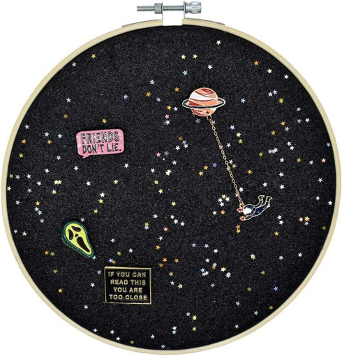 Wall Hanging Brooch Jewelry Storage Display Stand Enamel Pin Display Holder Earrings Necklace Glitter Pin Display Board with stars, Pin Collection...