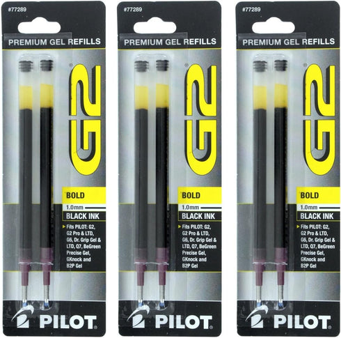 Pilot G2 Gel Ink Pen Refills Black 1.0 mm, 2ct/pk, 3 Packs...