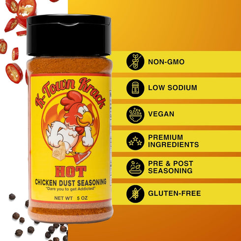 K-Town Krack - Hot Chicken Dust Seasoning - Chicken Wing Seasoning & Spicy Seasoning for Chicken, Beef, Pork, Fish - All-Purpose Seasoning, Spice ...