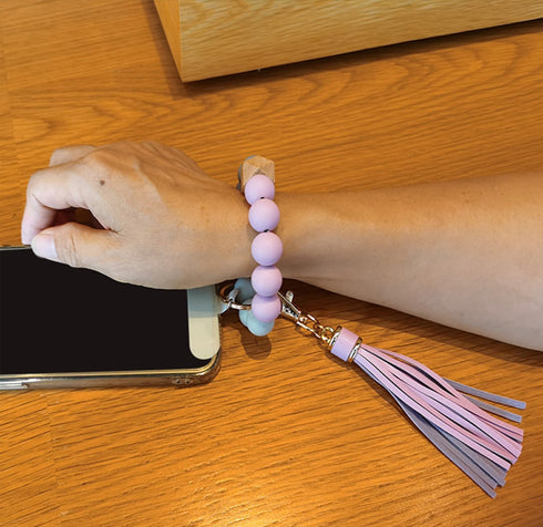 Boho Silicone Phone Wrist Strap, Cell Phone Lanyard Keychain with Tether Tab, Smartphone Wristlet Bracelet Keychain with Universal Strap Holder Co...