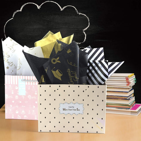 CHRORINE 45 Sheets Graduation Tissue Paper Wrapping Paper for Graduation Crafts Decor 5 Styles...