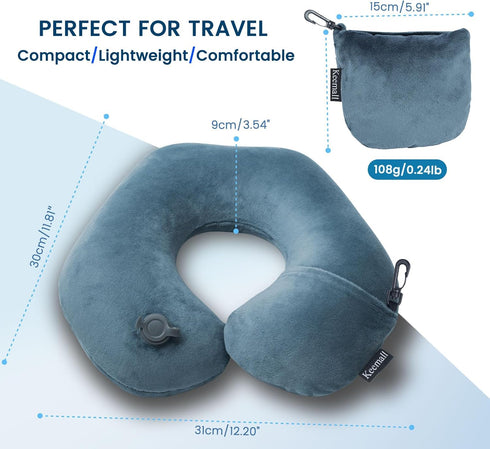 Inflatable Travel Neck Pillow for Airplane Train Car Washable Pillowcase U Shaped Office Napping Pillow...
