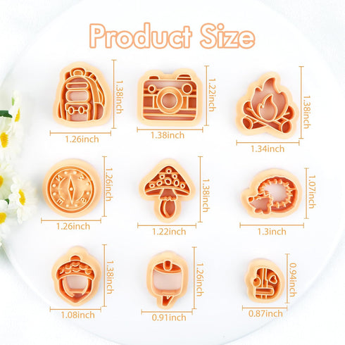 Puocaon Camping Polymer Clay Cutters - 9 Pcs Camping Theme Clay Cutters for Polymer Clay Jewelry, Mushroom Compass Clay Jewelry Cutter, Camping Fi...