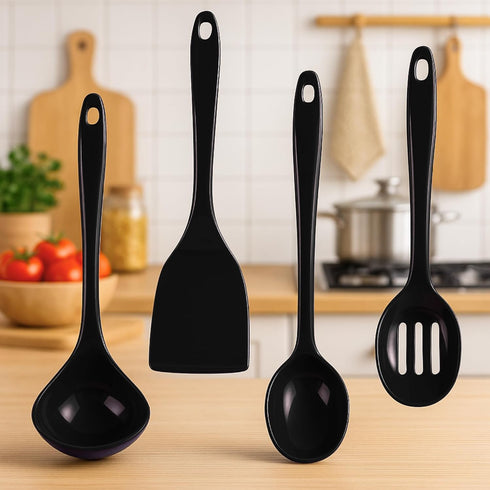 Calypso Basics by Reston Lloyd Melamine Utensil Set, Black, 4pc...