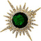 Excellent Gold and Emerald Starburst Pin Brooch Planet Sun Burst Jewelry...