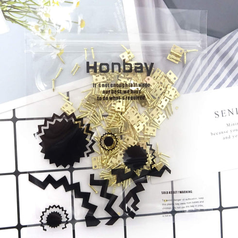 Honbay 50PCS Miniature Dollhouse Hinges Jewelry Box Tiny Hardware Accessories with 200PCS Screws (Gold)...