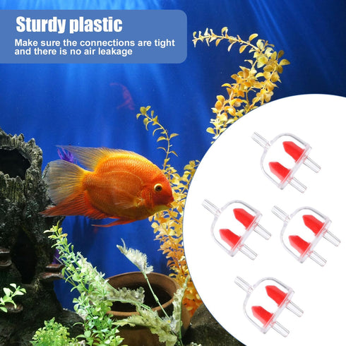 4pcs Aquarium Check Valve for 3/16 Inch, Plastic Aquarium Air Pump Check Valve 2-Way Non-Return Check Valve Aquarium Airline Tubing Check Valve Pu...