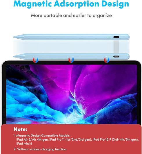 Stylus Pen for iPad 2024-2018 with Faster Charge,Tilt Sensor Battery Indicators Pencil for Apple iPad Pro M4 2024,iPad Air M2 2024,iPad 10/9/8/7/6...