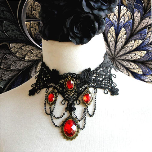 Cathercing Halloween Gothic Black Choker Necklace for Women Vampire Red Choker Vintage Halloween Vampire Accessories Jewelry Costume Cosplay Party...