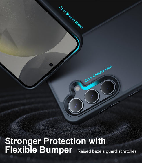 Shockproof Designed for Samsung Galaxy S24 Case, 12FT Military Grade Drop Protection, Slim Semi-Clear Matte Hard Back & Soft Edge Galaxy S24 Case ...