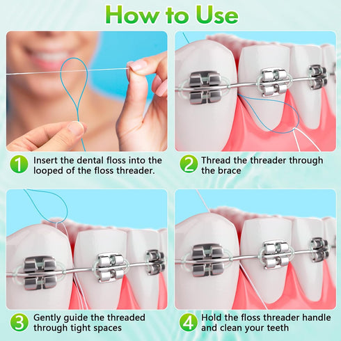 Floss Threaders, Orthodontic Threader, Ultraclean Access Tool for Maintaining Oral Health with Braces, Bridges, and Implants 250 Count...