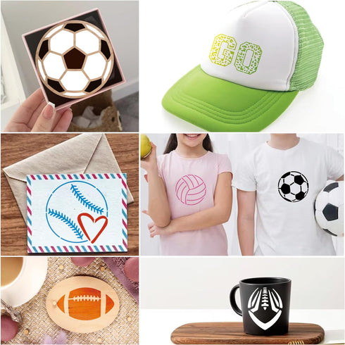 Sport Stencils for Painting on Wood Burning Patterns Football Stencils Volleyball Stencil Soccer Ball Paint Template on Art Craft Canvas Wall Fabr...