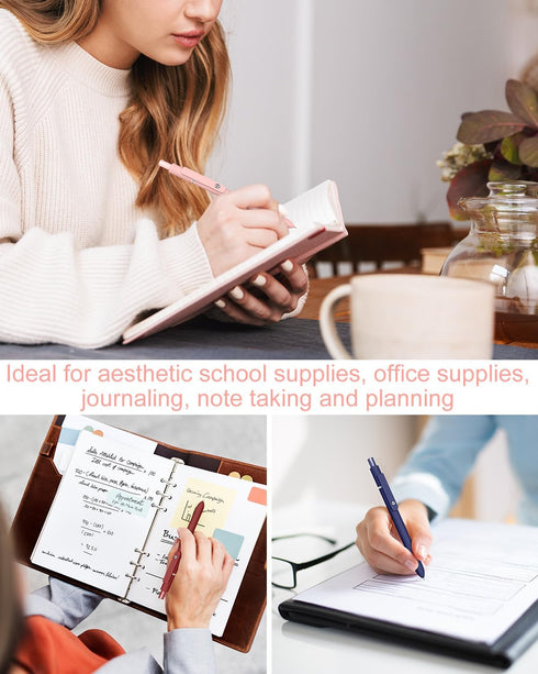 Black Gel Ink Pens Fine Point Smooth Writing Quick Dry Pen Set for Journaling Note Taking, 0.5mm Retractable Japanese Pen Office School Supplies G...