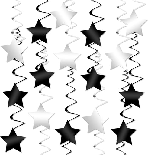 KatchOn, Black and Silver Star Hanging Swirls- Pack of 32 | Black and Silver Party Decorations | Birthday Party Decorations, Star decor for party ...