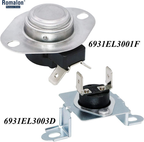 Romalon Thermal Fuse & Thermostat Replacement Compatible for Dryer Includes 6931EL3003D Thermal Fuse 6931EL3001F Dryer Thermostat Replaces PS3530485 dle5955w